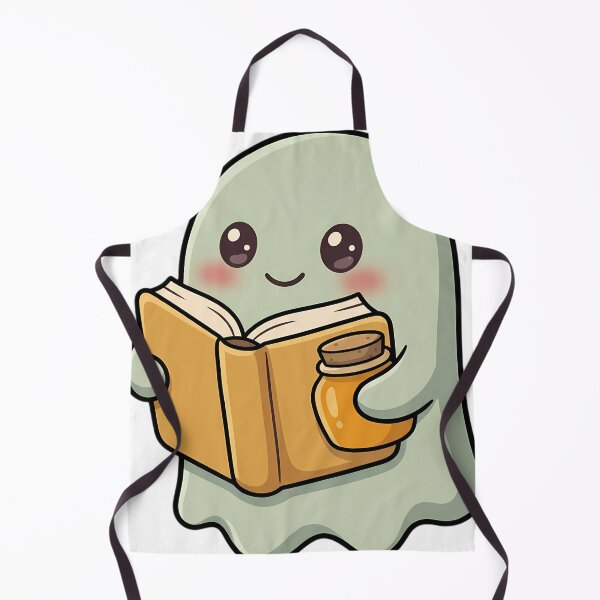 Item preview, Cute Soft Sage Ghost Reading a Cozy Baking Book with a Honey Jar designed and sold by pumsquare.