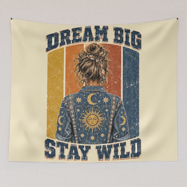 Item preview, Dream Big Stay Wild Boho Celestial Denim designed and sold by Yellowriversss.