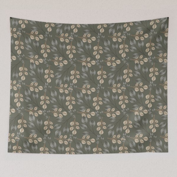 Item preview, Botanical Foliage Dusty Olive Gray Seamless Pattern Art designed and sold by ​Jyoti Digital Artist.