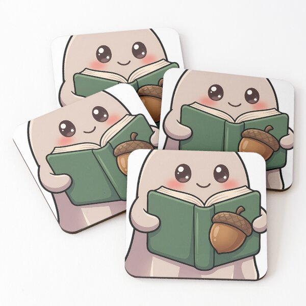 Item preview, Cute Soft Cocoa Ghost Reading a Woodland Tale with a Big Acorn designed and sold by pumsquare.