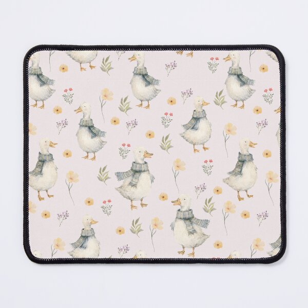 Item preview, Cozy Scarf Ducks & Wildflowers – Cottagecore Watercolor Pattern designed and sold by PaperyAndInk.