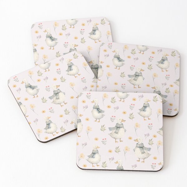 Item preview, Cozy Scarf Ducks & Wildflowers – Cottagecore Watercolor Pattern designed and sold by PaperyAndInk.