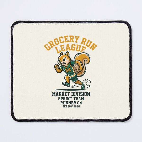 Item preview, Grocery Run League Sprinting Squirrel Shopping Humor designed and sold by SplashTastic.