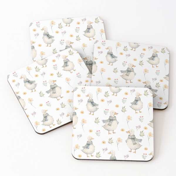 Item preview, Cozy Scarf Ducks & Wildflowers – Cottagecore Watercolor Pattern designed and sold by PaperyAndInk.
