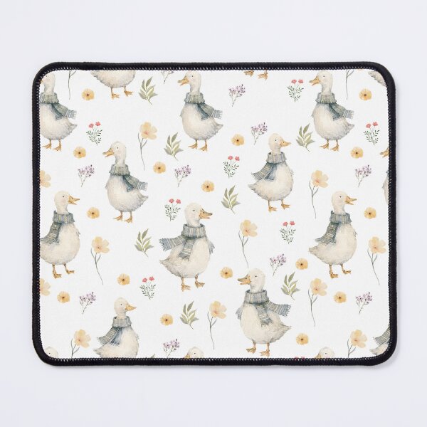 Item preview, Cozy Scarf Ducks & Wildflowers – Cottagecore Watercolor Pattern designed and sold by PaperyAndInk.