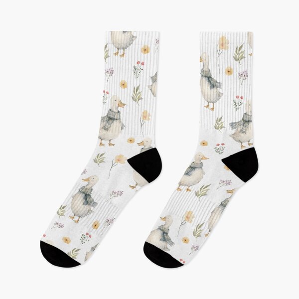 Item preview, Cozy Scarf Ducks & Wildflowers – Cottagecore Watercolor Pattern designed and sold by PaperyAndInk.
