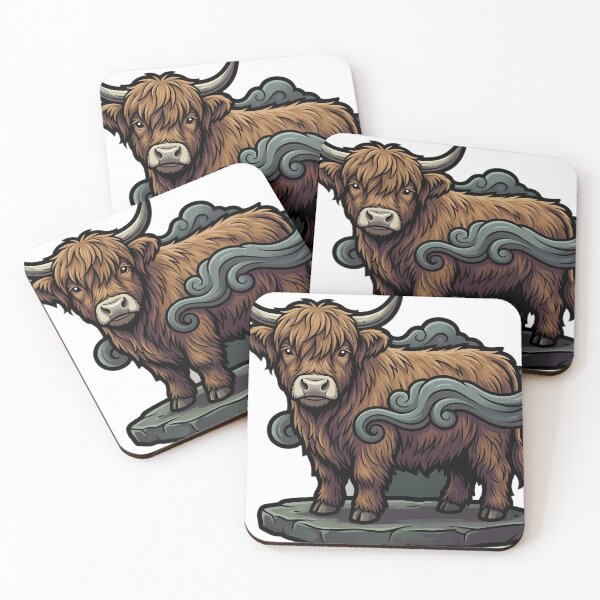 Item preview, Mystic Outlands — Highland Cattle Calf in a Solid Mist Hollow designed and sold by IllumeInk.