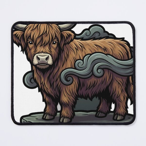 Item preview, Mystic Outlands — Highland Cattle Calf in a Solid Mist Hollow designed and sold by IllumeInk.