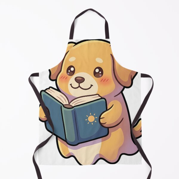 Item preview, Cute Ghost Golden Retriever Puppy Reading a Blue Storybook designed and sold by pumsquare.