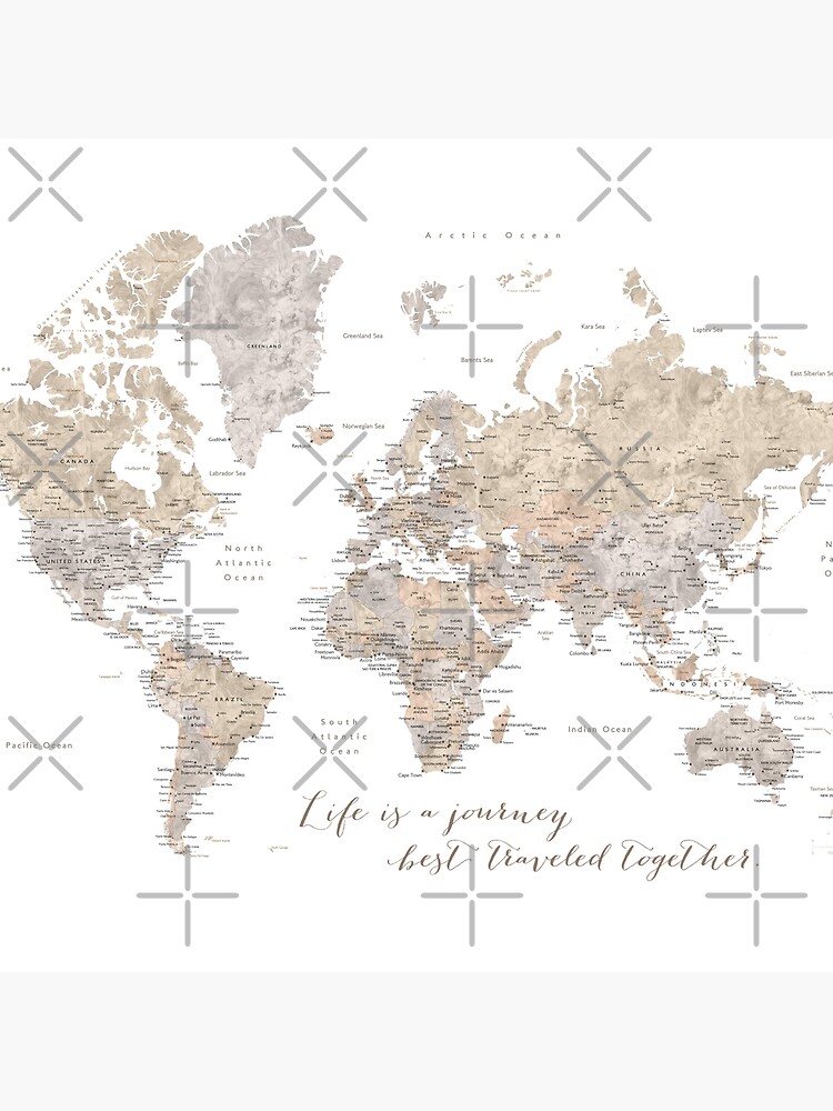 Life is a jouney best travelled together, world map, "Abey" by blursbyai