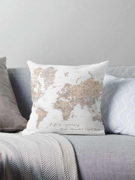 Vista previa del artículo con la obra «La vida es un jouney mejor viajado juntos, mapa mundial, "Abey"», diseñado y vendido por blursbyai.