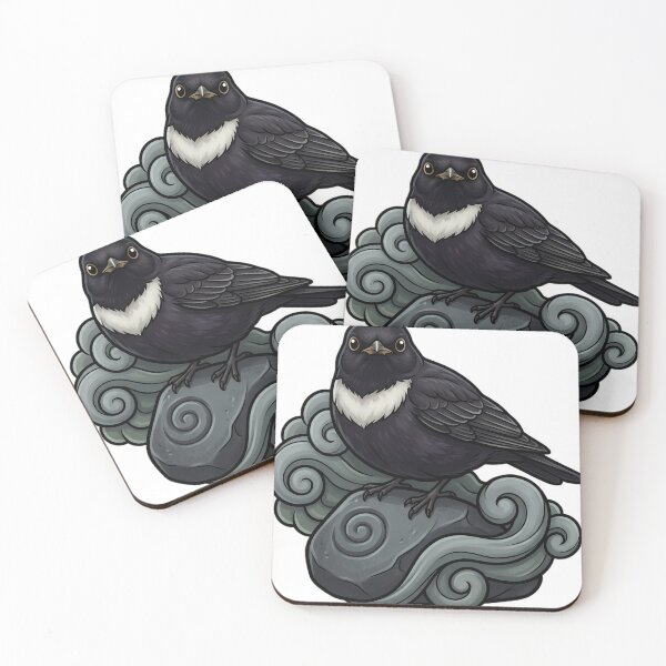 Item preview, Mystic Outlands — Ring Ouzel on a Mist-wrapped Boulder designed and sold by IllumeInk.