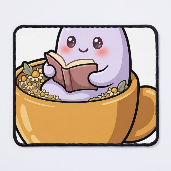 Item preview, Cute Tiny Ghost Reading Inside a Giant Teacup designed and sold by pumsquare.