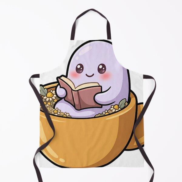Item preview, Cute Tiny Ghost Reading Inside a Giant Teacup designed and sold by pumsquare.