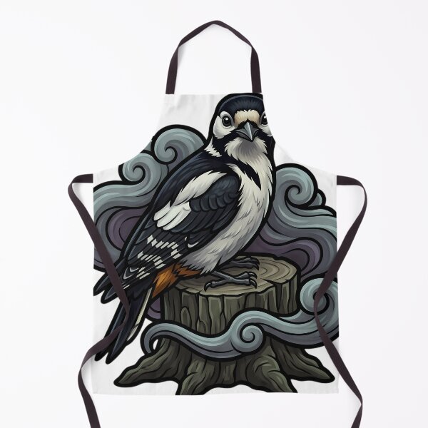 Item preview, Mystic Outlands — Great Spotted Woodpecker on a Mist-wrapped Pine Stump designed and sold by IllumeInk.