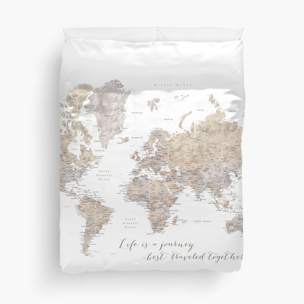 Item preview, Life is a jouney best travelled together, world map, "Abey" designed and sold by blursbyai.