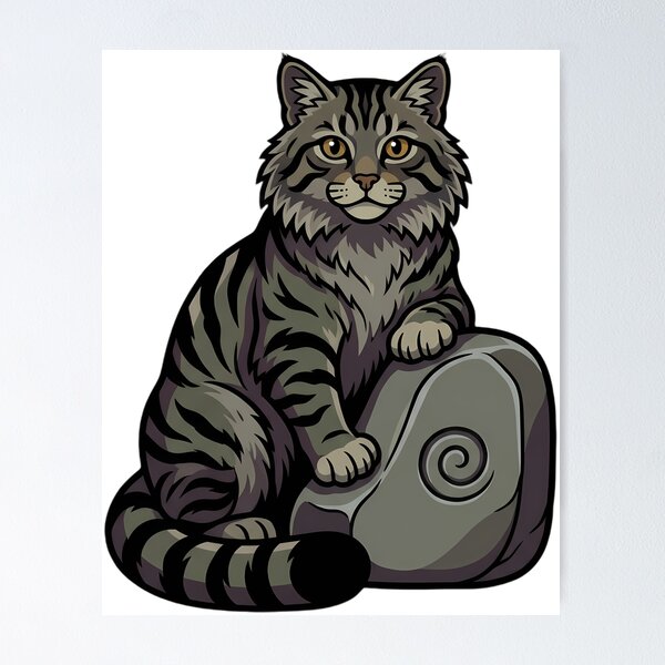 Item preview, Mystic Outlands — Scottish Wildcat at a Fallen Chapel Stone designed and sold by IllumeInk.