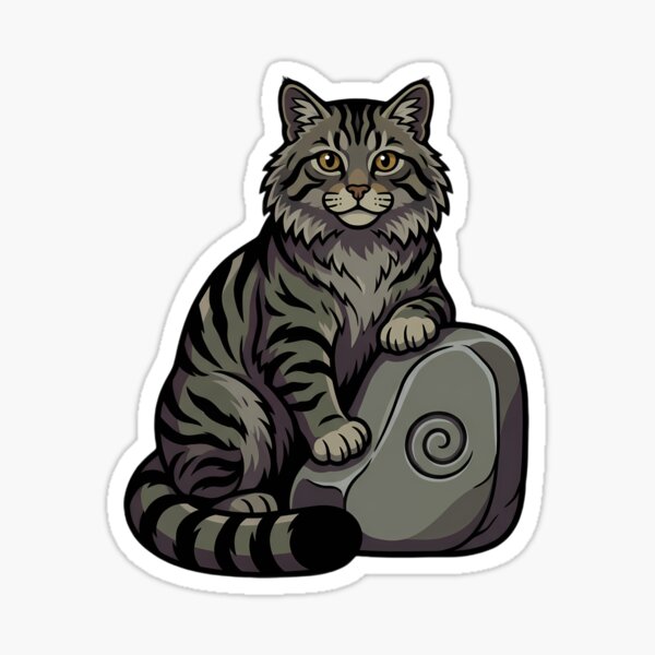 Item preview, Mystic Outlands — Scottish Wildcat at a Fallen Chapel Stone designed and sold by IllumeInk.