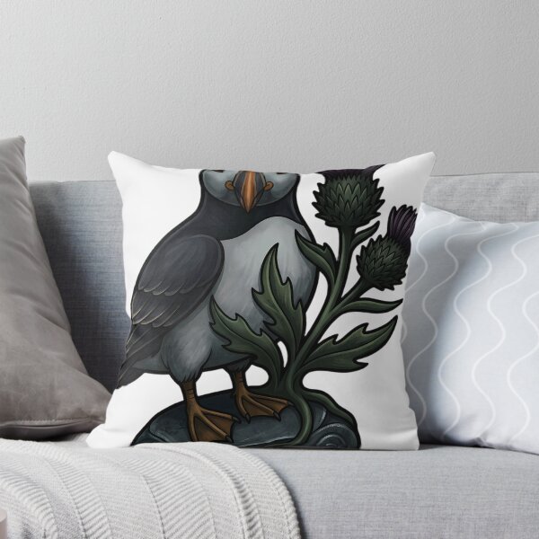 Item preview, Mystic Outlands — Atlantic Puffin on a Loch Stone with a Thistle designed and sold by IllumeInk.