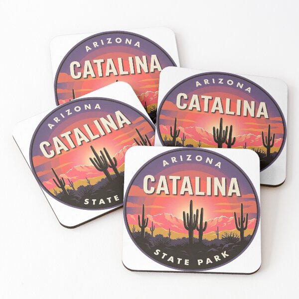 Item preview, Catalina State Park Arizona Sunset Saguaro Badge Sticker designed and sold by DetourDgn.