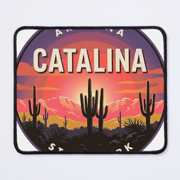 Item preview, Catalina State Park Arizona Sunset Saguaro Badge Sticker designed and sold by DetourDgn.