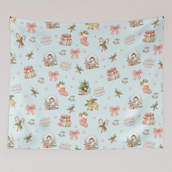 Item preview, Pastel Christmas Snow Globes, Bows & Gifts – Whimsical Holiday Pattern designed and sold by PaperyAndInk.