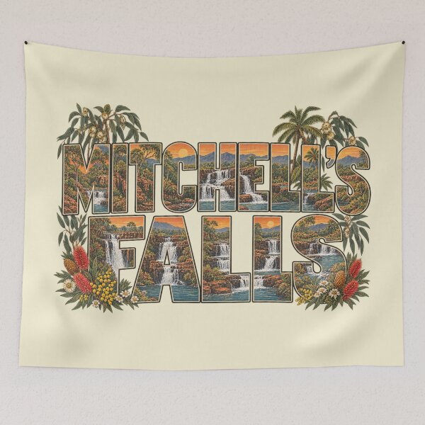 Item preview, Hiking Mitchells Falls Kimberley Vintage Waterfall Travel Art designed and sold by Yellowriversss.