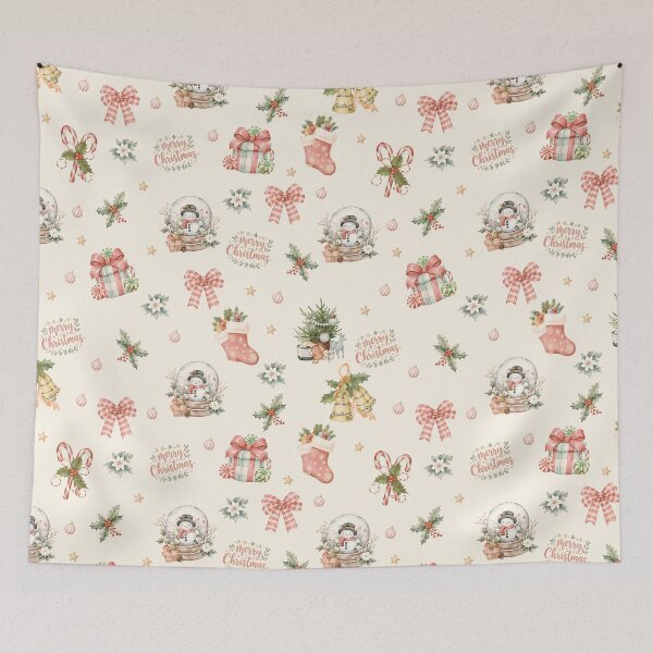 Item preview, Pastel Christmas Snow Globes, Bows & Gifts – Whimsical Holiday Pattern designed and sold by PaperyAndInk.