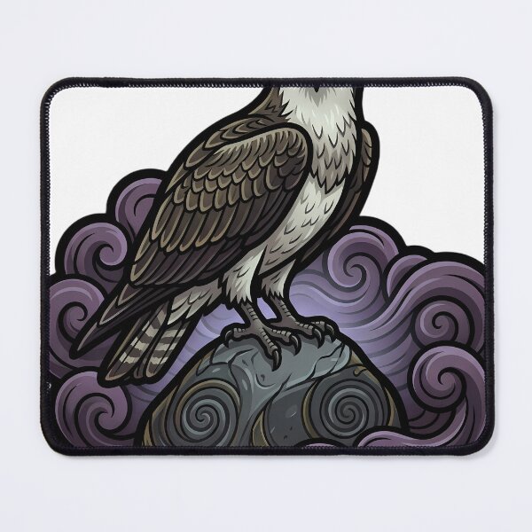 Item preview, Mystic Outlands — Osprey at a Loch Stone with a Solid Water Curl designed and sold by IllumeInk.