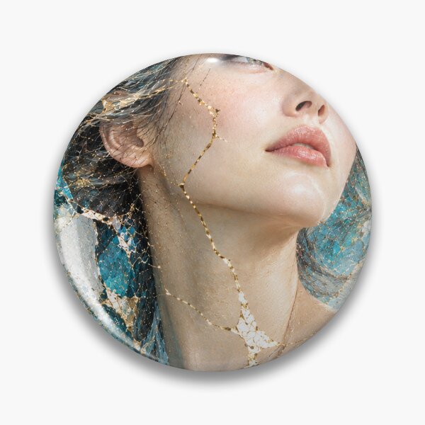 Item preview, Kintsugi Dreams - Ethereal Japanese Portrait in Teal and Gold designed and sold by KINTSUGI-LUMI.