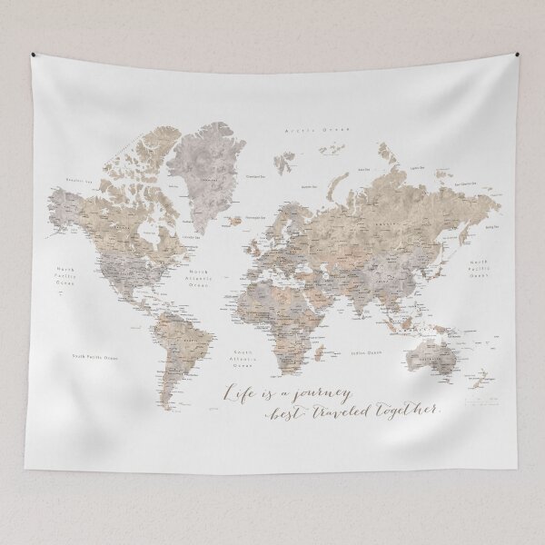 Item preview, Life is a jouney best travelled together, world map, "Abey" designed and sold by blursbyai.