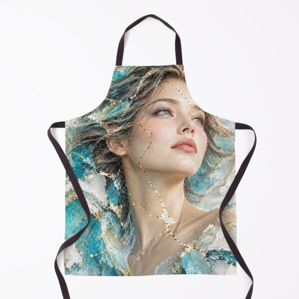 Item preview, Kintsugi Dreams - Ethereal Japanese Portrait in Teal and Gold designed and sold by KINTSUGI-LUMI.