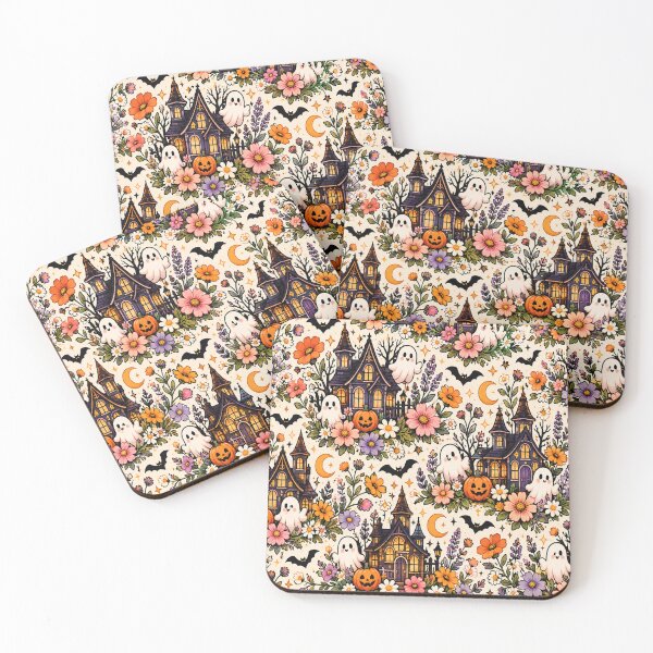 Item preview, Haunted House Wildflower Pattern – Cute Spooky Halloween Cottagecore designed and sold by RJACreative.
