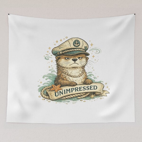 Item preview, Unimpressed Otter Captain Funny Nautical Sea Otter Humor Art designed and sold by inkoutninja.