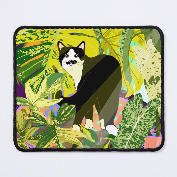 Item preview, A Mustache Tuxedo Cat’s Secret Foliage Corner designed and sold by pepinugroho.