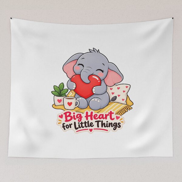 Item preview, Big Heart for Little Things – Cute Baby Elephant Love Illustration designed and sold by thesmilngnature.