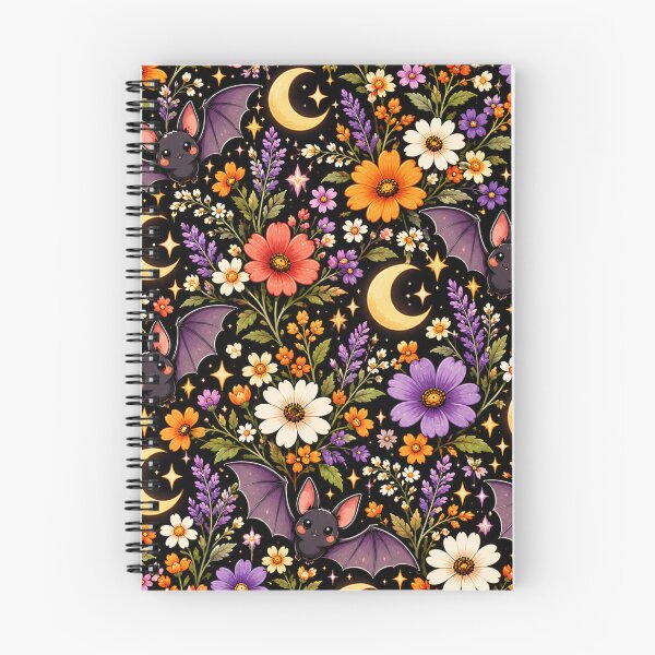 Item preview, Bat & Wildflower Midnight Pattern – Cute Gothic Halloween Floral designed and sold by RJACreative.