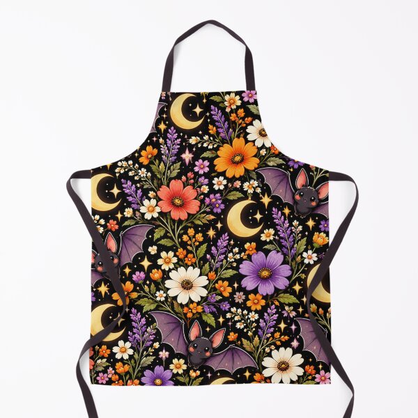 Item preview, Bat & Wildflower Midnight Pattern – Cute Gothic Halloween Floral designed and sold by RJACreative.