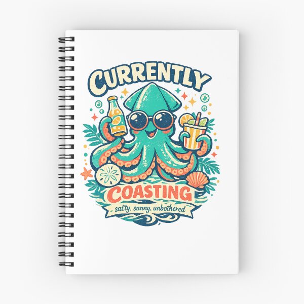 Item preview, Currently Coasting Funny Octopus Beach Vacation Retro Coastal Art designed and sold by inkoutninja.