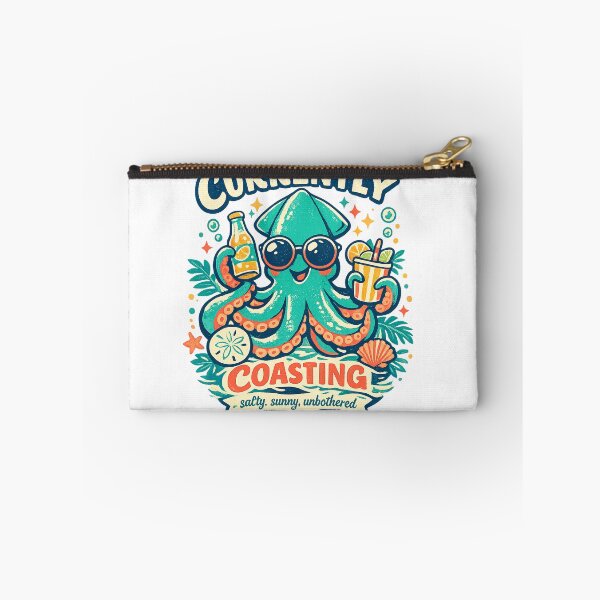 Item preview, Currently Coasting Funny Octopus Beach Vacation Retro Coastal Art designed and sold by inkoutninja.