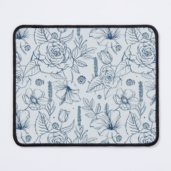 Item preview, Cute Blue Line Art Floral Stick Flower Pattern designed and sold by Palette & Hue.