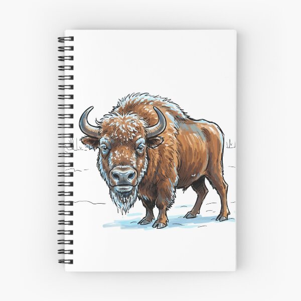 Item preview, Cartoon Buffalo in the snowy Prairie designed and sold by vivendulies.