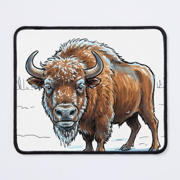 Item preview, Cartoon Buffalo in the snowy Prairie designed and sold by vivendulies.