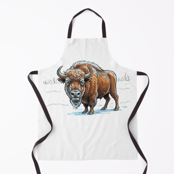 Item preview, Cartoon Buffalo in the snowy Prairie designed and sold by vivendulies.