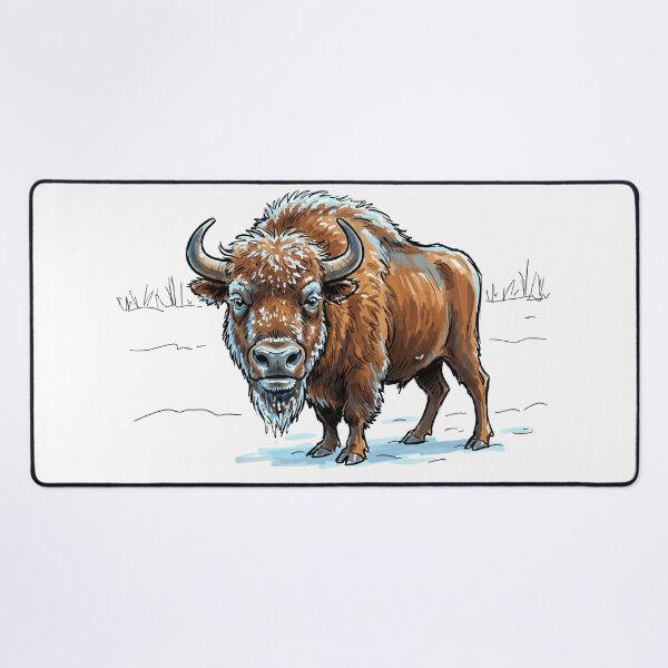 Item preview, Cartoon Buffalo in the snowy Prairie designed and sold by vivendulies.