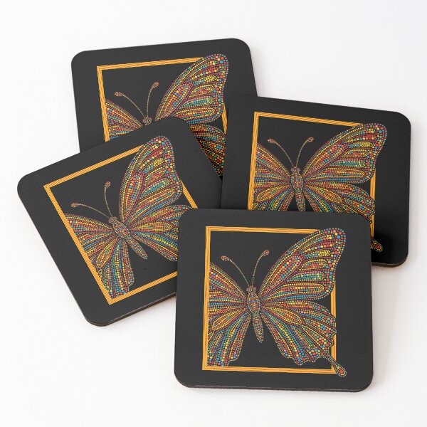Item preview, Butterfly in Frame Pointillism Illustration designed and sold by Museum Of Non-Existing Art.