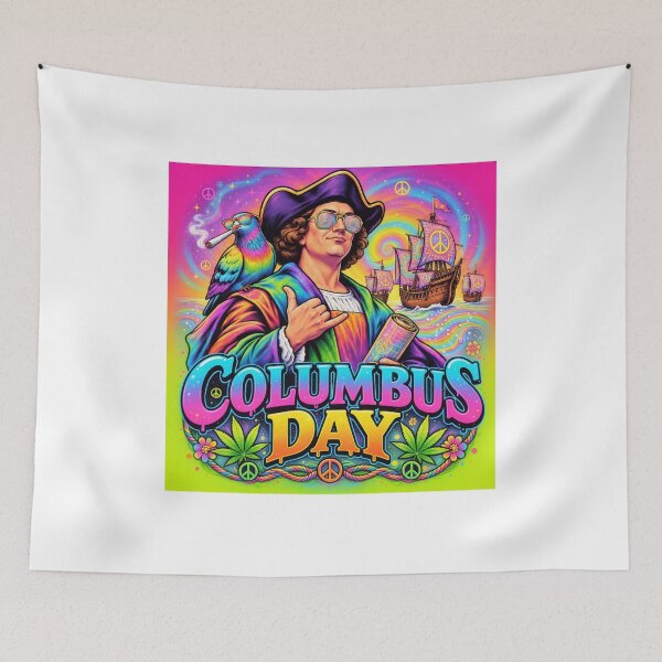 Item preview, Psychedelic Columbus Day Groovy Shaka Pirate designed and sold by Nela-&-Lena.