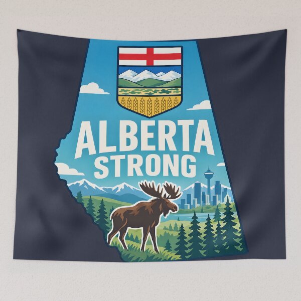 Item preview, Alberta Strong Canada Forever Map Skyline Crest Cute designed and sold by HowToCanadian.