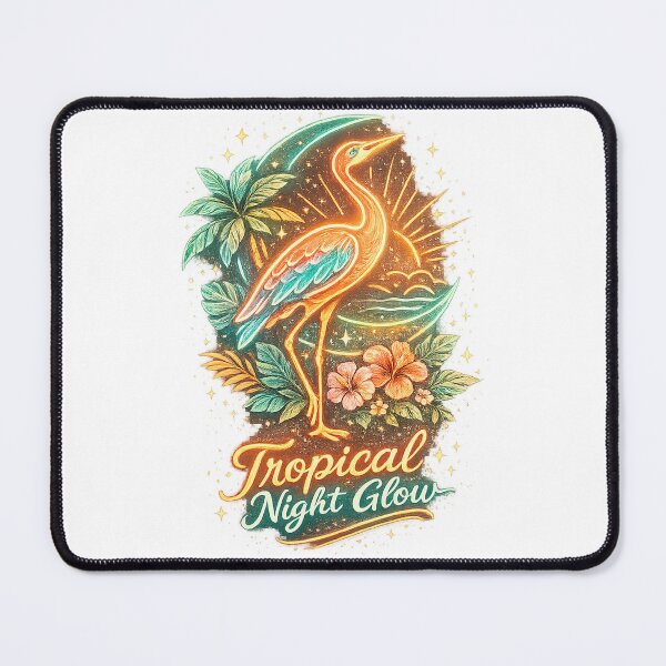 Item preview, Tropical Night Glow Heron Bird Retro Coastal Botanical Art designed and sold by inkoutninja.