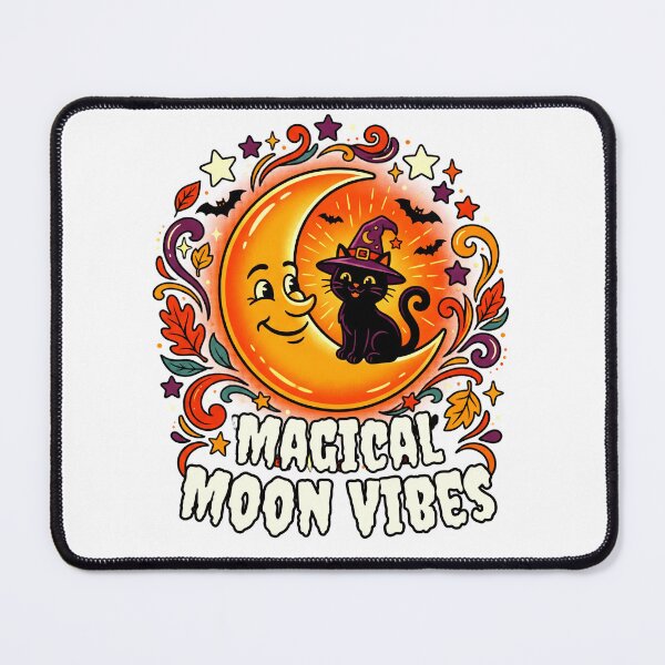 Item preview, Enchanting Halloween Moon Vibes – A charming classic combining a crescent moon and a black cat with a magical, Halloween-inspired theme. designed and sold by Thegoldenline.